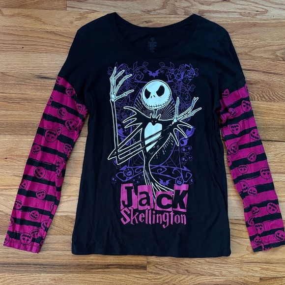 Disney Tops - Disney Jack Skellington Long Sleeve T-Shirt Junior Sz XXL Black and Purple